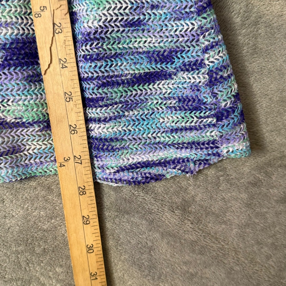 Chicos Easywear Draped Open Knit Cardigan Topper Mesh Size L Blue Layering - Picture 7 of 8